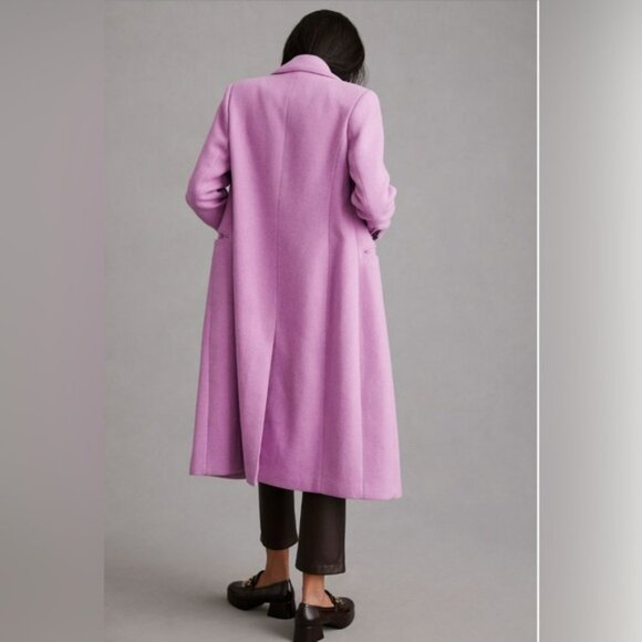 💗Anthropologie💗 Avec Les Filles Double Breasted Lavender Long Coat - Picture 2 of 3